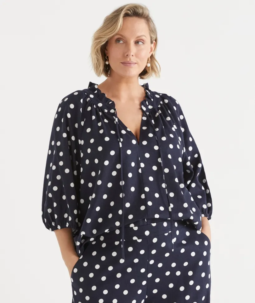 Sussan Tops|Shirts & Blouses>Polka Dot 3/4 Sleeve Blouse