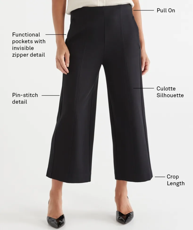 Sussan Pants|Everyday Icons>Ponte Pinstitch Culotte Pant -