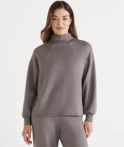 Sussan Tops|Loungewear>Raglan Stretch Jersey High Neck Jumper -