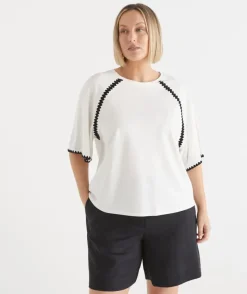 Sussan Tops|T-Shirts>Raglan Trim Short Sleeve T-Shirt