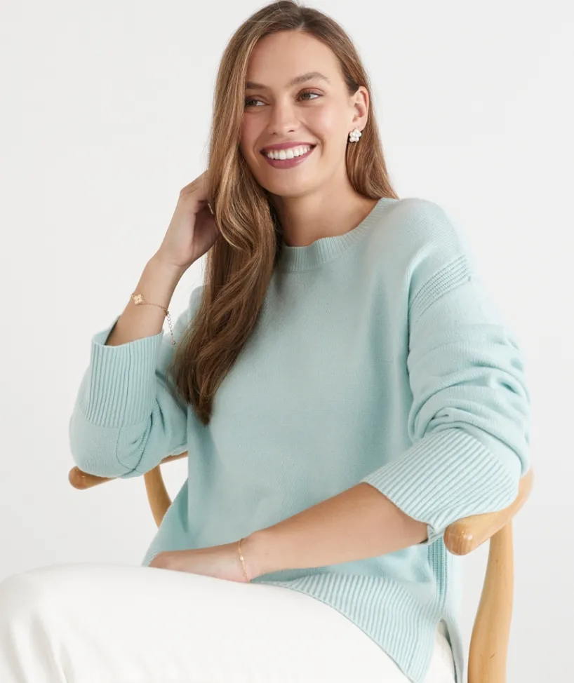 Sussan Tops|Knitwear>Rib Detail Crew Neck Jumper -