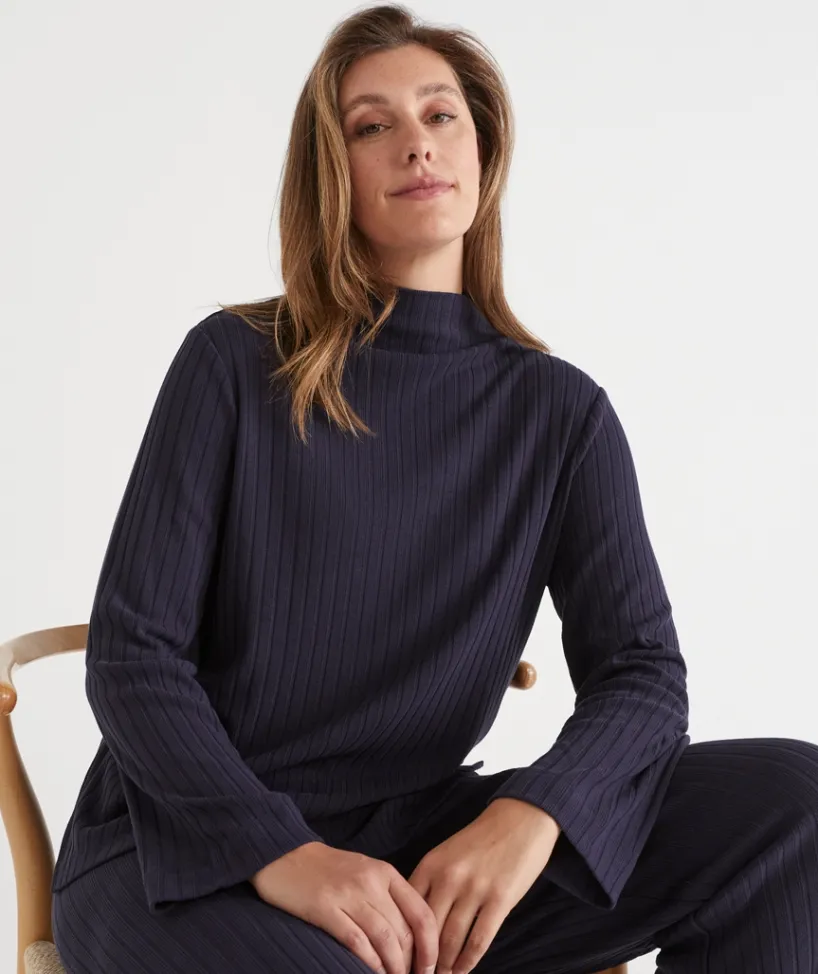 Sussan Loungewear|Tops>Rib Step Hem Top