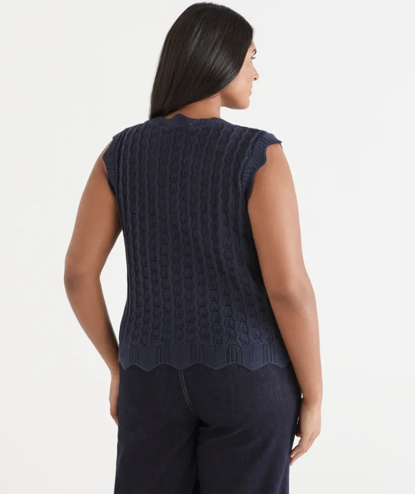 Sussan Tops|Knitwear>Scallop Detail Knit Tank