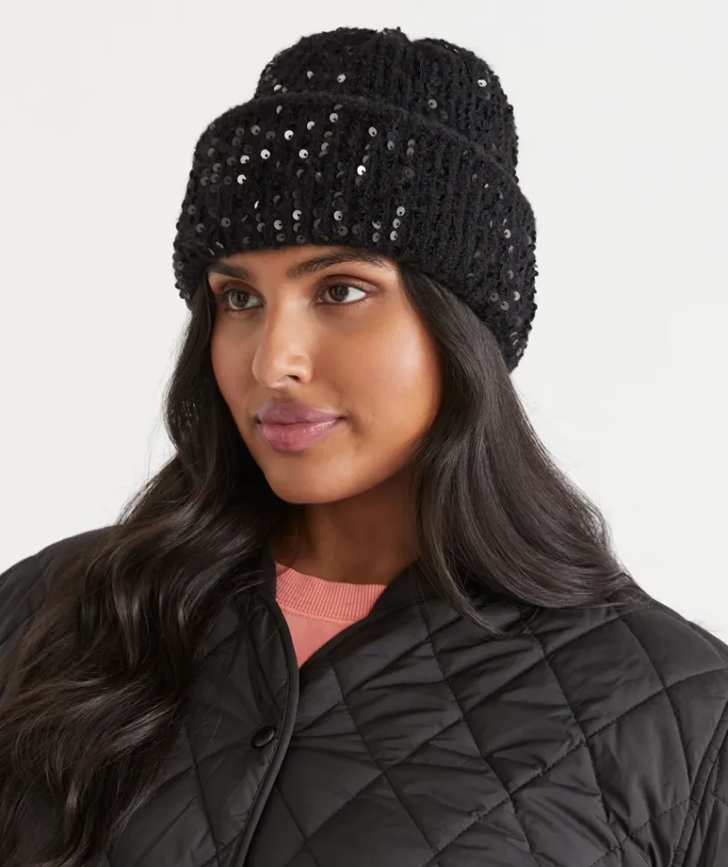 Sussan Knit Accessories|Hats>Sequin Knit Beanie -