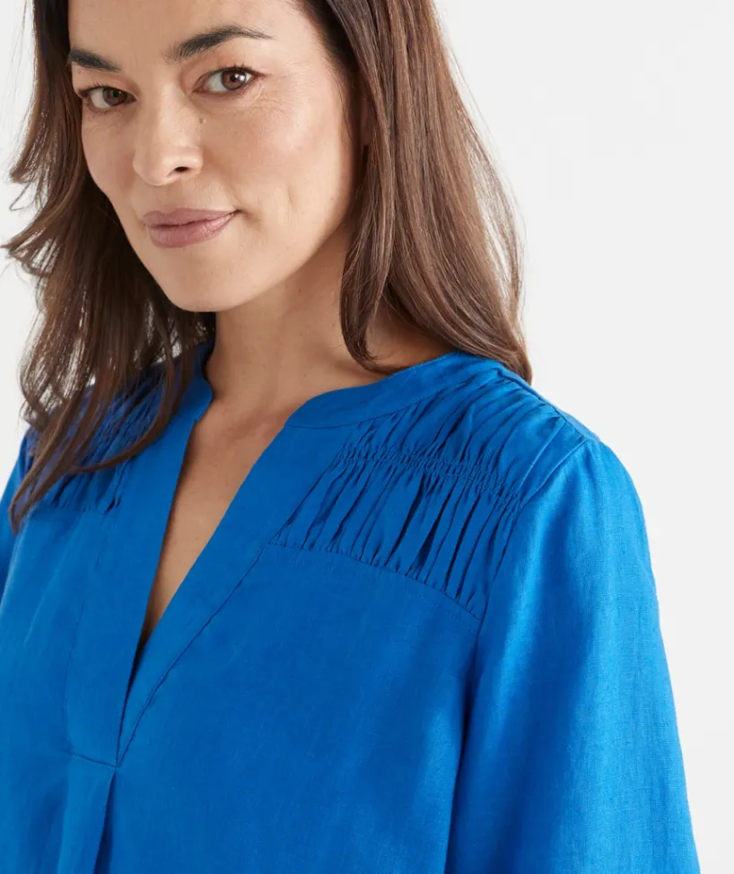 Sussan Dresses>Shirred Shoulder Long Sleeve Dress