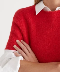 Sussan Tops|Knitwear>Short Sleeve Fluffy Knit Top