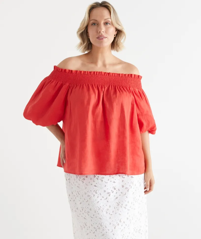 Sussan Tops>Short Sleeve Off The Shoulder Top