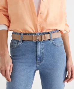 Sussan Belts>Silver Statement Buckle Leather Belt