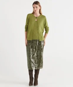 Sussan Tops|Matching Sets>Single Button Knit Crew Cardigan