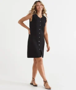 Sussan Dresses|Knitwear>Sleeveless Knit Button Dress