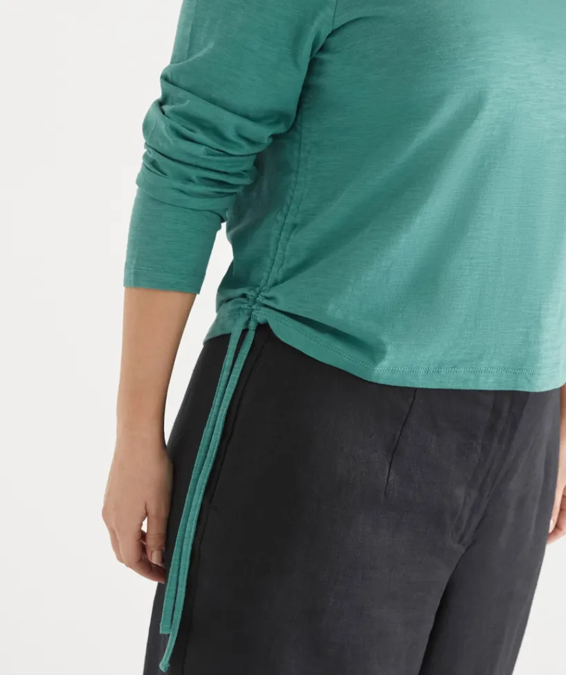 Sussan Tops|T-Shirts>Slub Long Sleeve Ruched Top