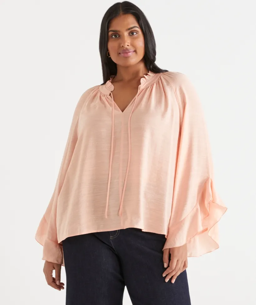Sussan Tops|Shirts & Blouses>Soft Ruffle Long Sleeve Blouse