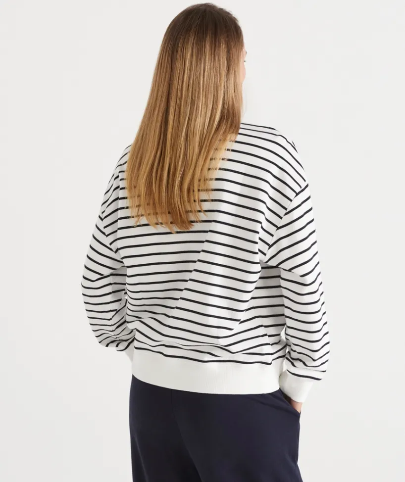 Sussan Tops|Loungewear>Stripe Button Shoulder Jumper -