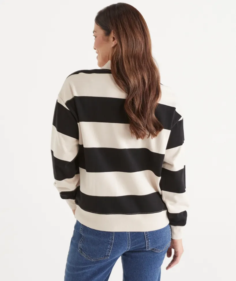 Sussan Tops|Loungewear>Stripe Rugby Button Jumper -