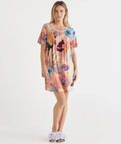 Sussan Nighties>Sunkissed Floral Short Sleeve Nightie