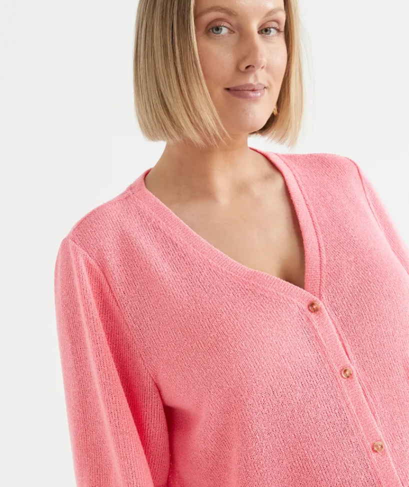 Sussan Tops|T-Shirts>Textured Button Up Short Sleeve Top