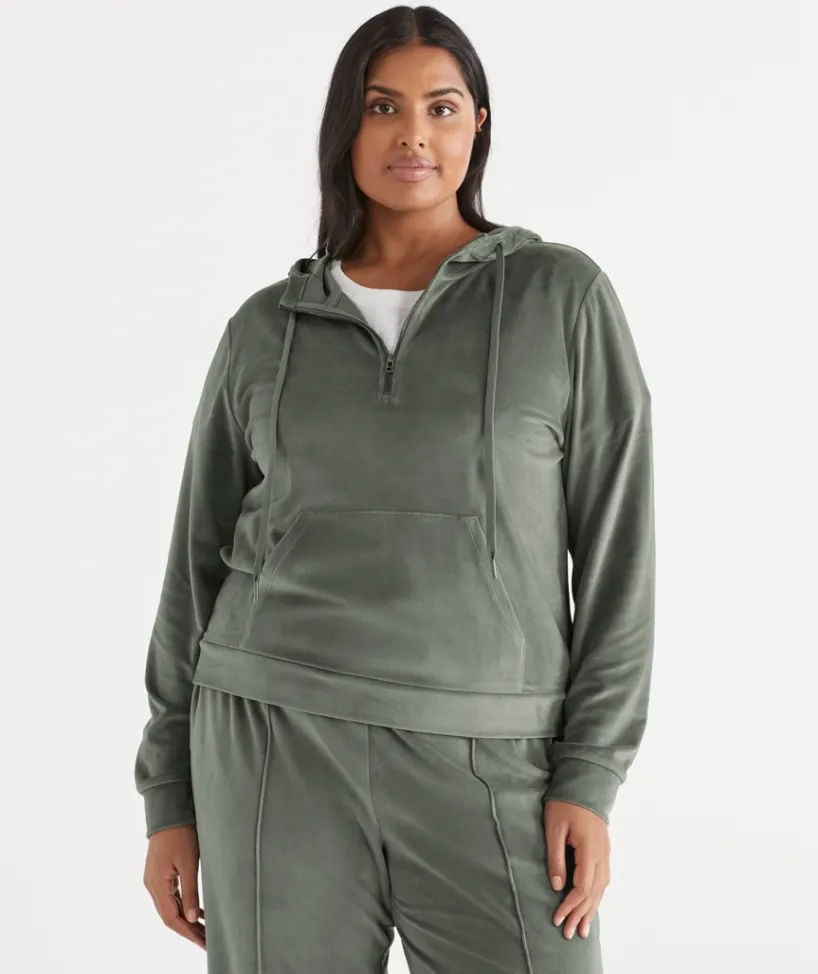 Sussan Loungewear|Loungewear>Velour Quarter-Zip Jumper - Light