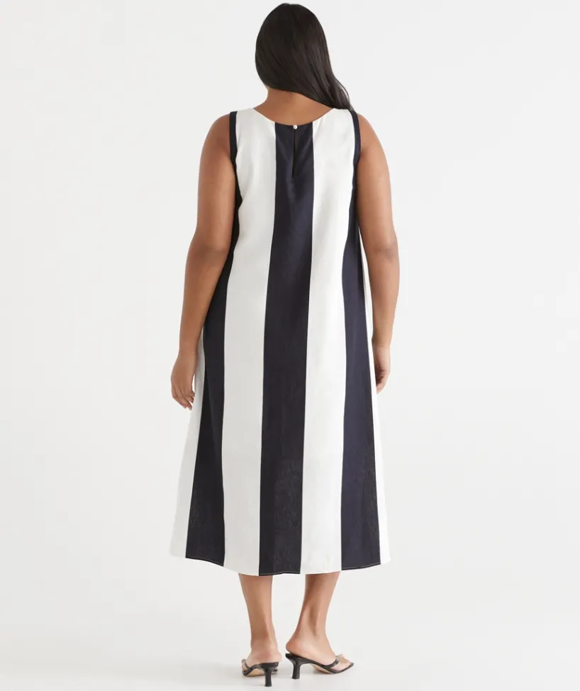 Sussan Dresses>Wide Stripe Column Midi Dress