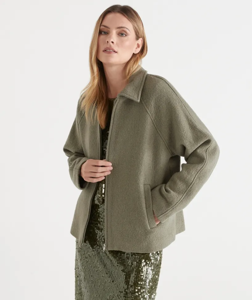 Sussan Jackets & Coats|Jackets>Zip Front Collared Jacket