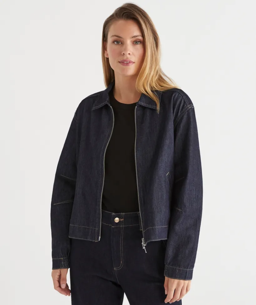 Sussan Denim|Jackets & Coats>Zip Through Denim Jacket